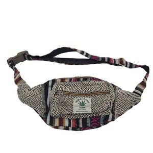Himalayan Hemp Fanny Pack Belt Bag Multi Color Stripe Boho Festival